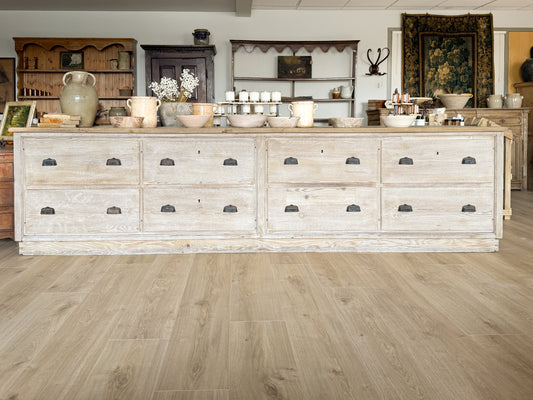 Monumental Antique French Pine & Oak Shop Counter/Sideboard