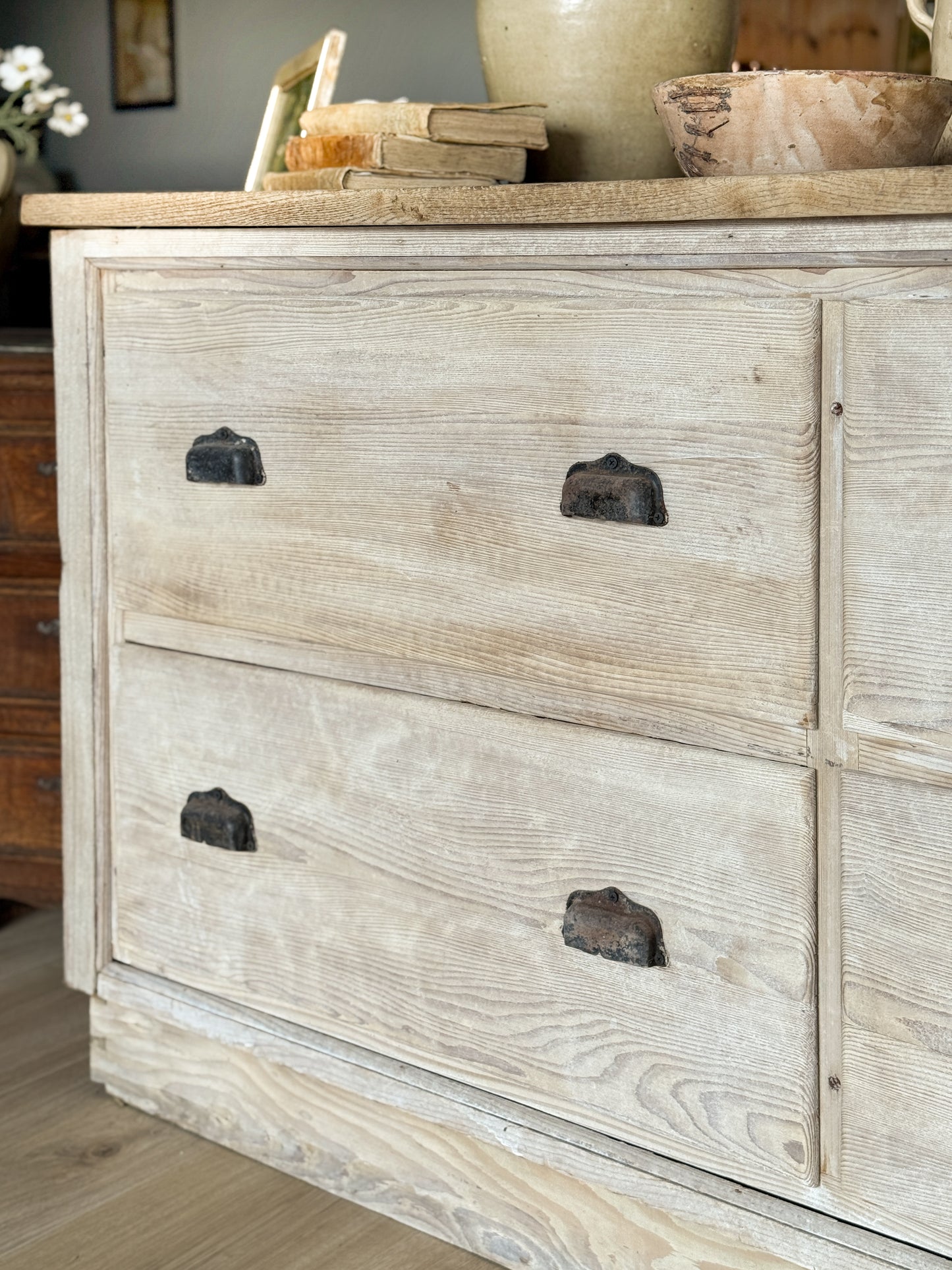 Monumental Antique French Pine & Oak Shop Counter/Sideboard