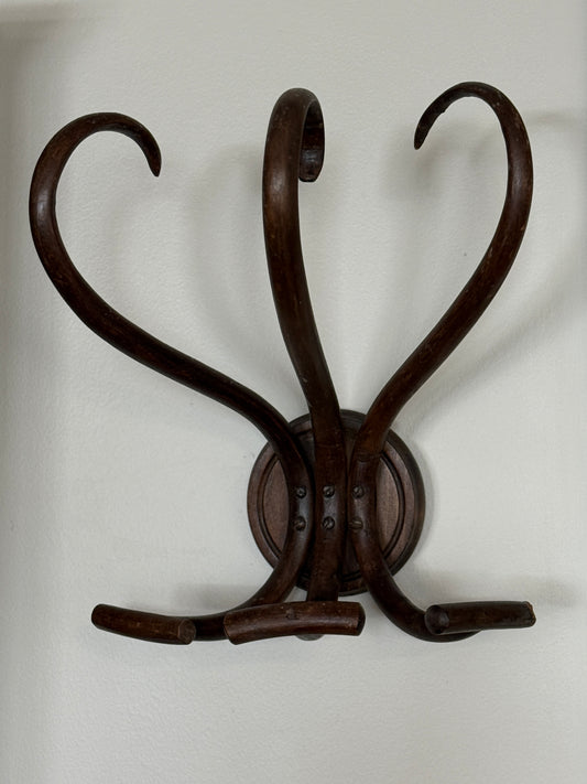 Antique Thonet Bentwood Three Hook Coat Rack