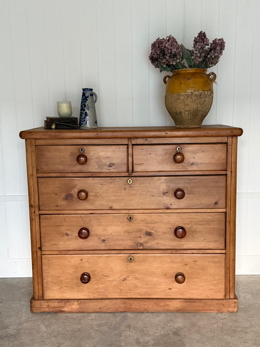 Antique English 2/3 Pine Chest of Drawers