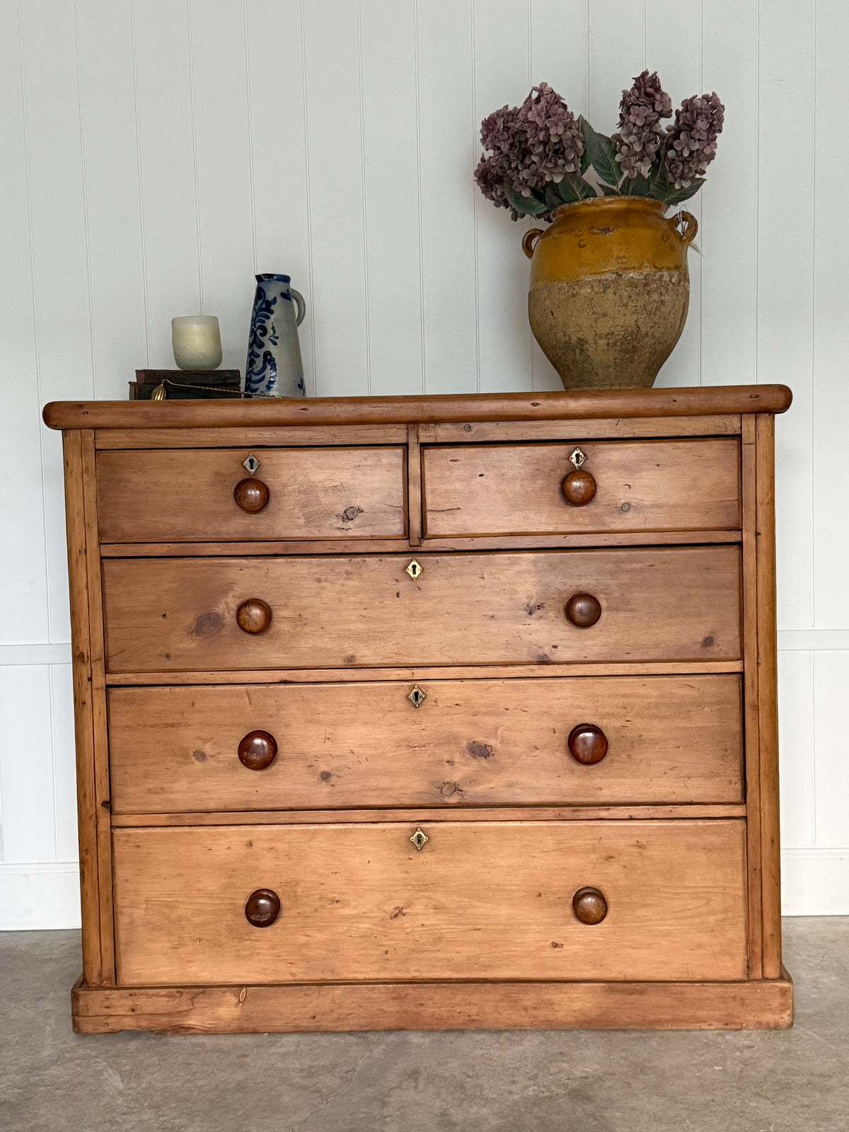 Antique English 2/3 Pine Chest of Drawers