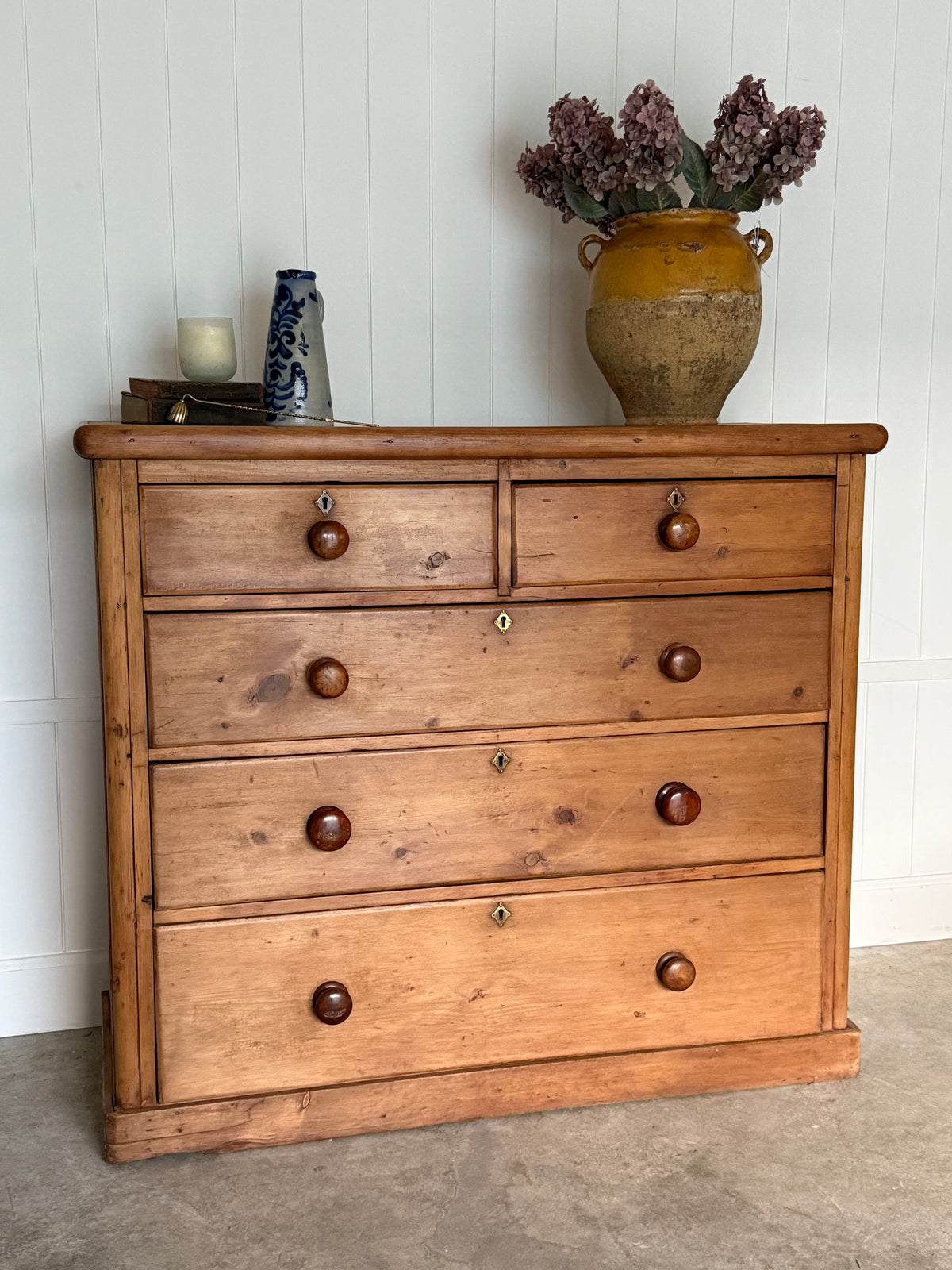 Antique English 2/3 Pine Chest of Drawers