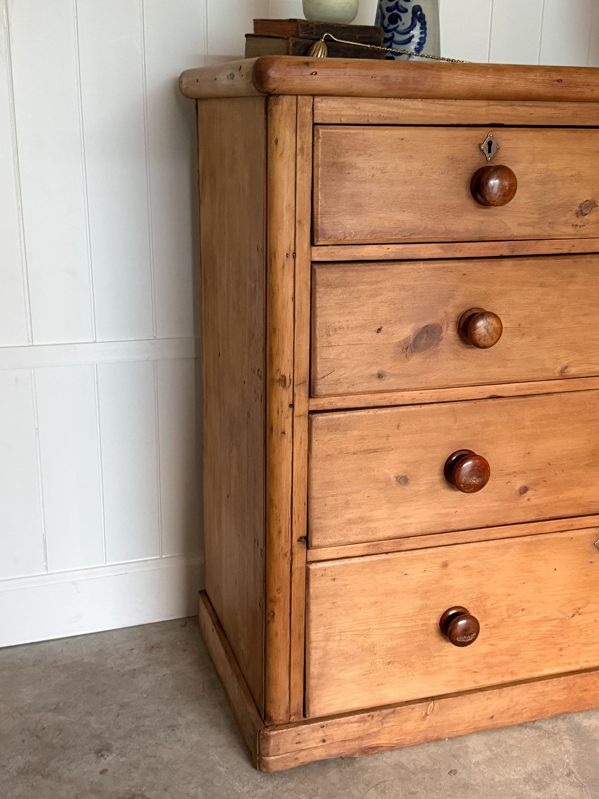 Antique English 2/3 Pine Chest of Drawers