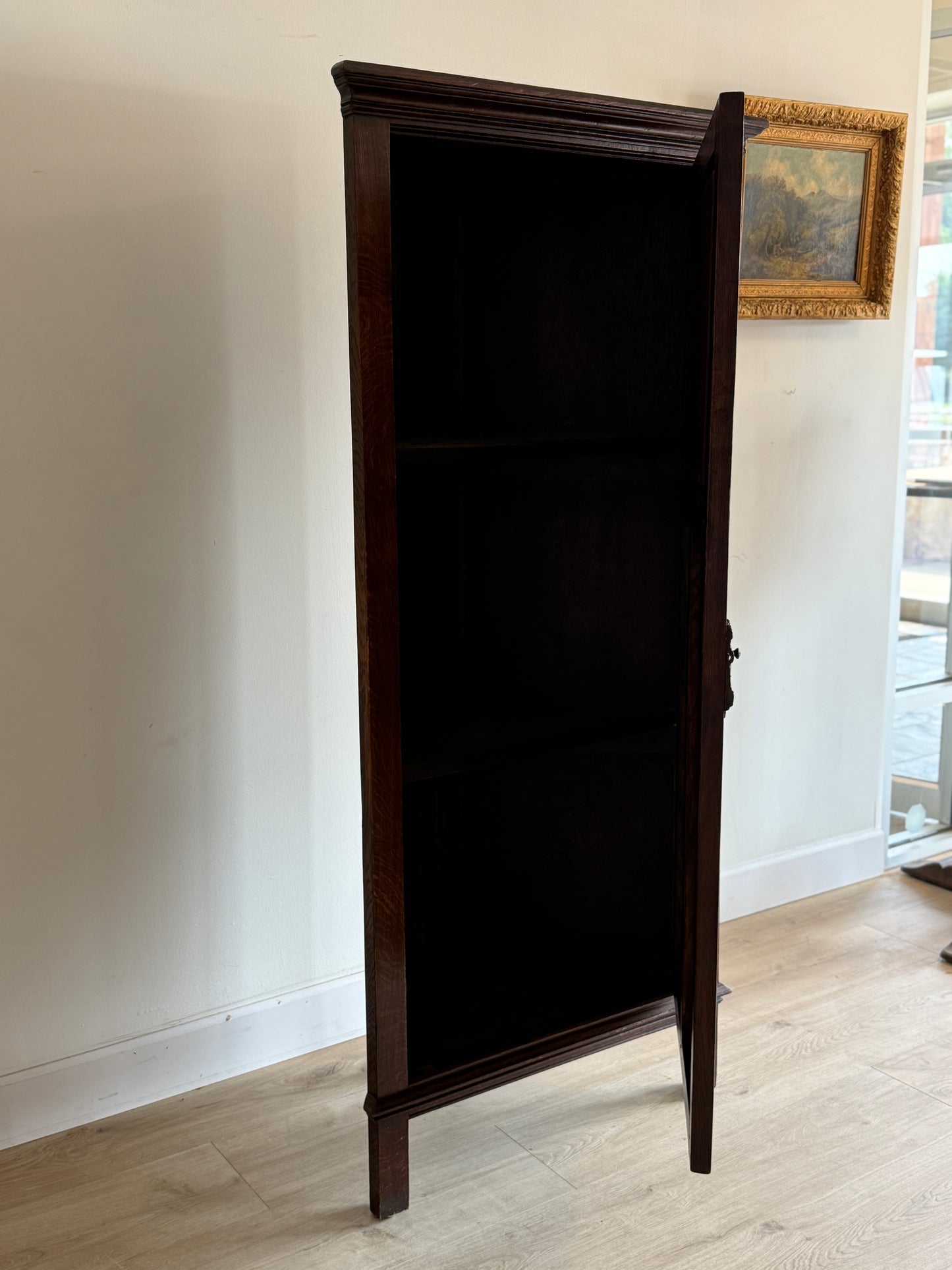 Antique Gothic English Oak Corner Cabinet