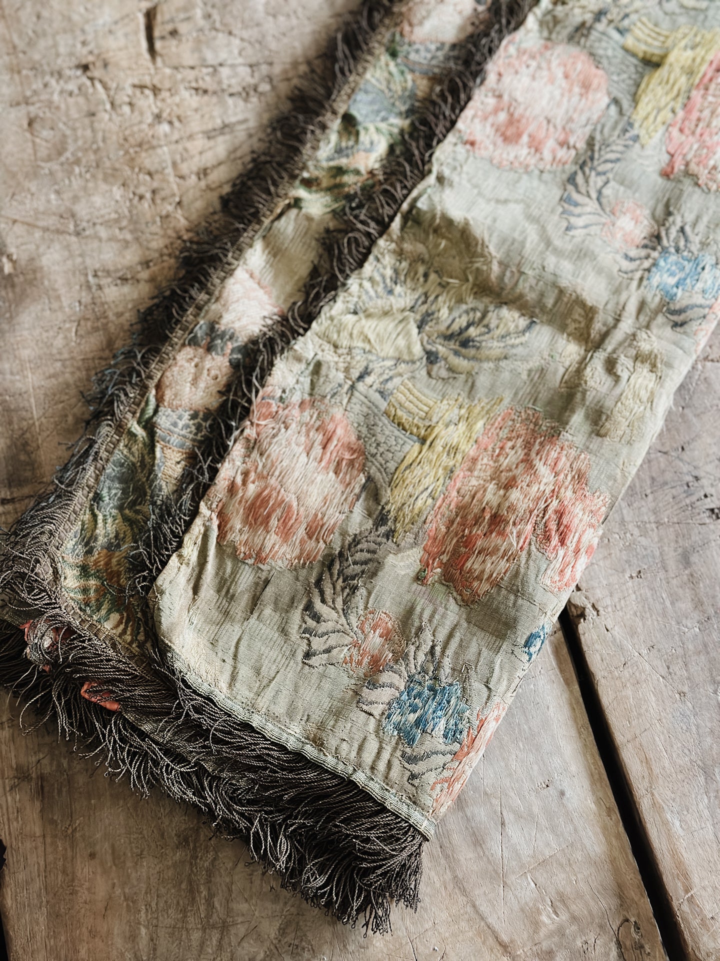 Antique Early 18th c. French Silk Brocade Panels (Pair)