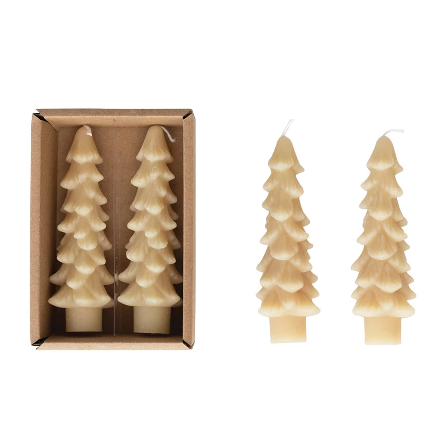 Unscented Tree Shaped Taper Candles, 2 colors